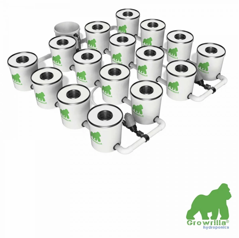 Growrilla RDWC PRO_16-Topfe 19L in 4 Reihen